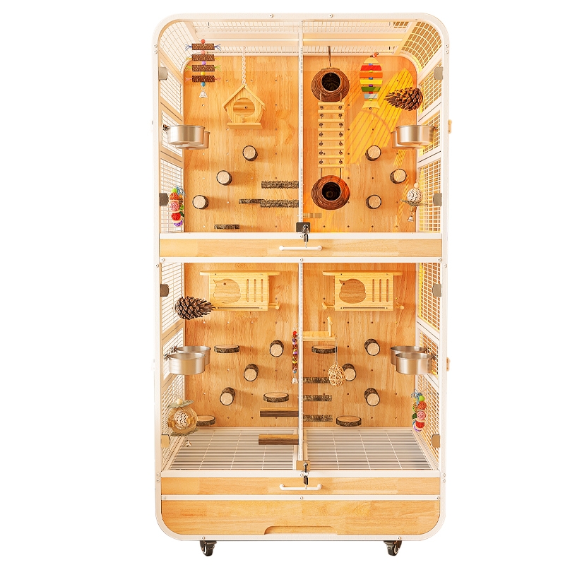 Luxury Metal & Wood Bird Cage for Parrots and Indoor Homes