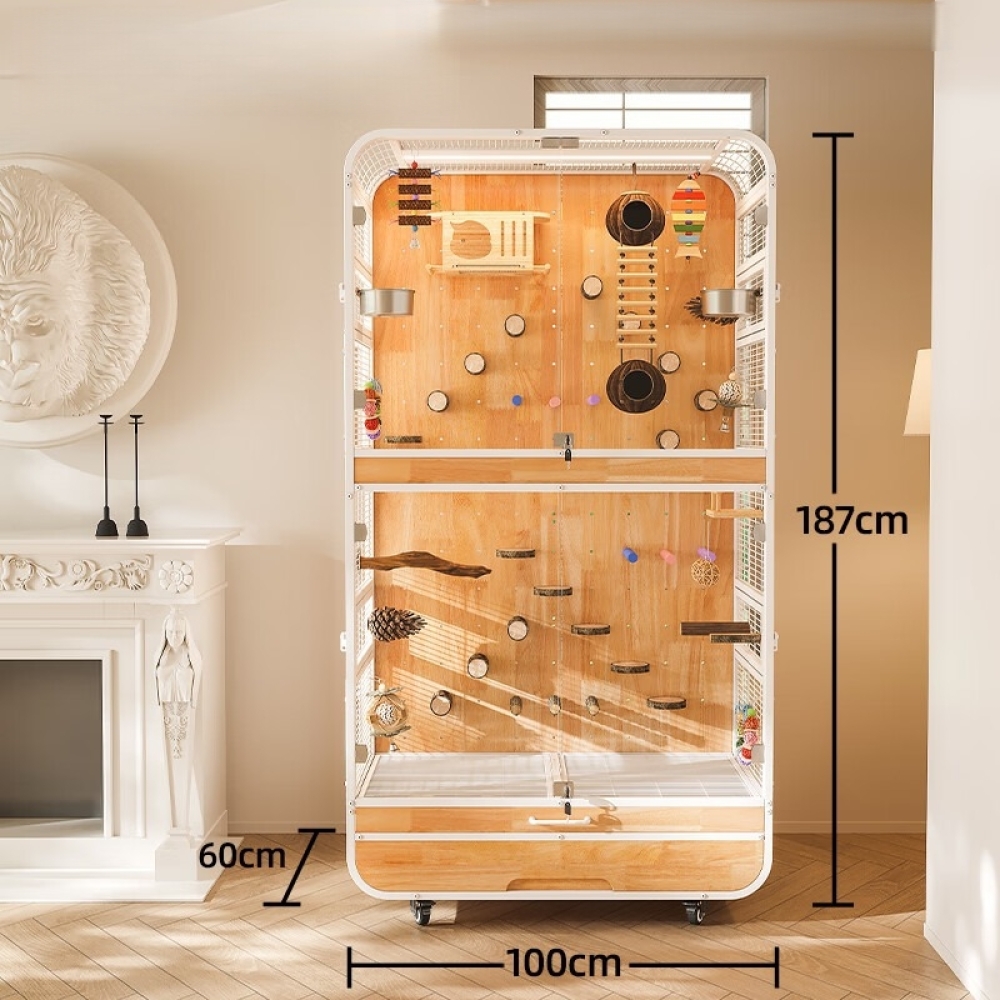 Indoor Luxury Bird Villa Comfortable Wooden Mansion for Parrots & Exotic Birds with Attractive Print Pattern