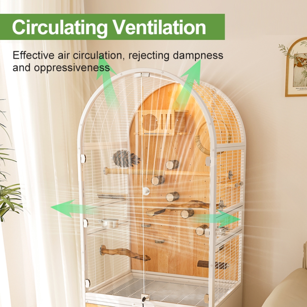 Luxury Metal & Solid Wood Bird Cage Premium Handmade Avian Residence