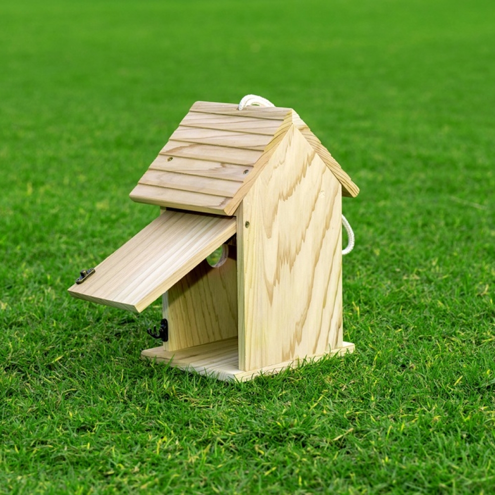 Wooden Bird House Outdoor Hanging | Natural Solid Wood Bird Nesting Box