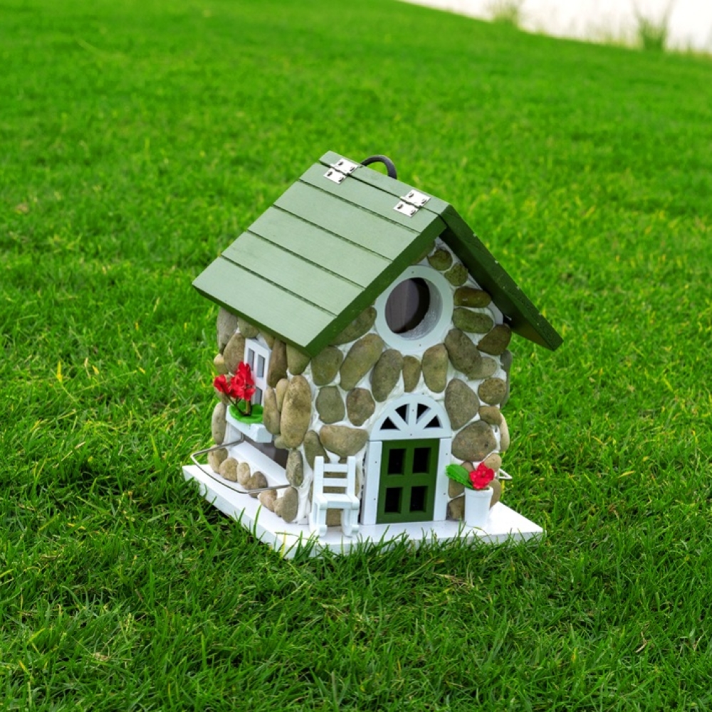 Outdoor Wooden Bird House | Handmade Solid Wood Bird Nest Box for Garden