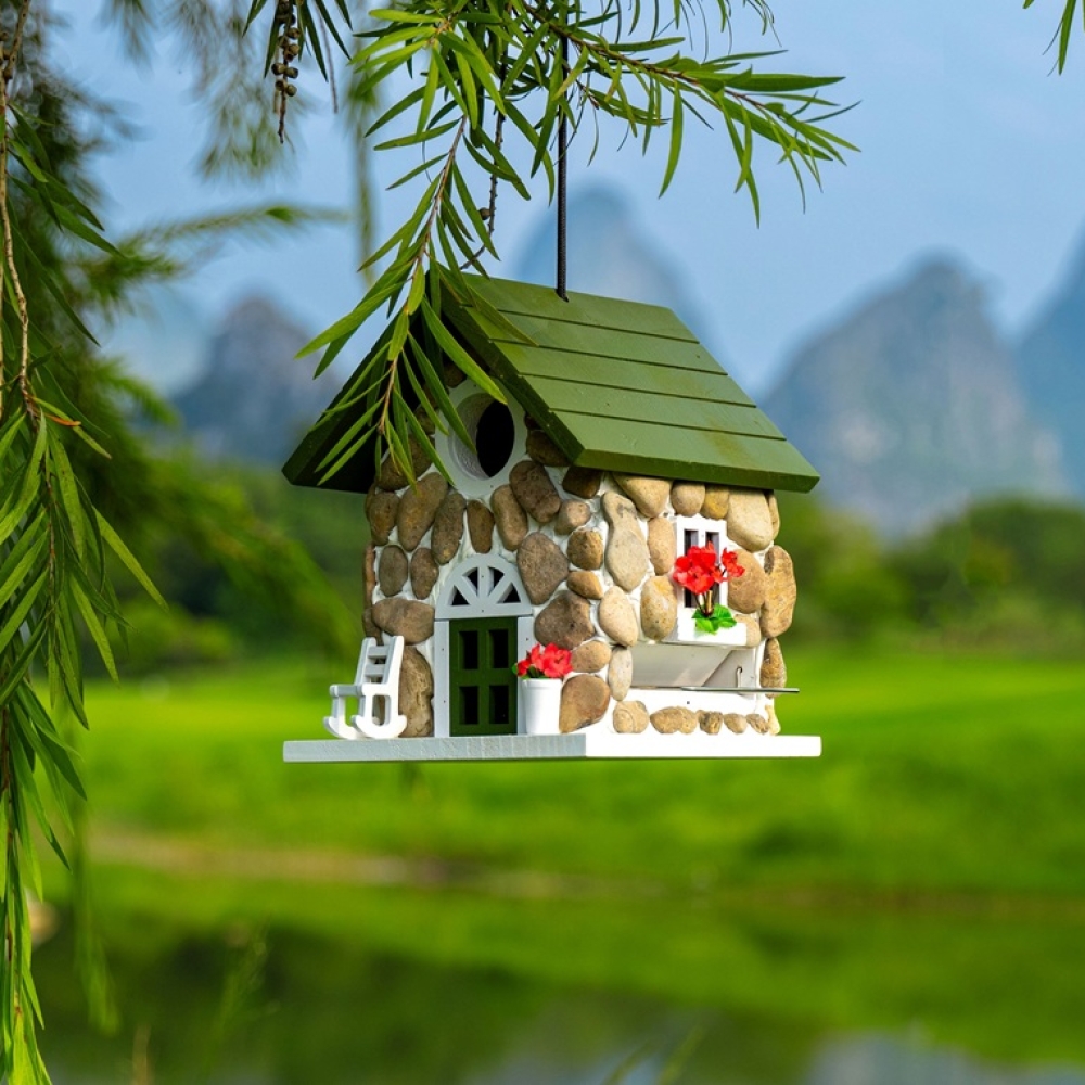 Outdoor Wooden Bird House | Handmade Solid Wood Bird Nest Box for Garden