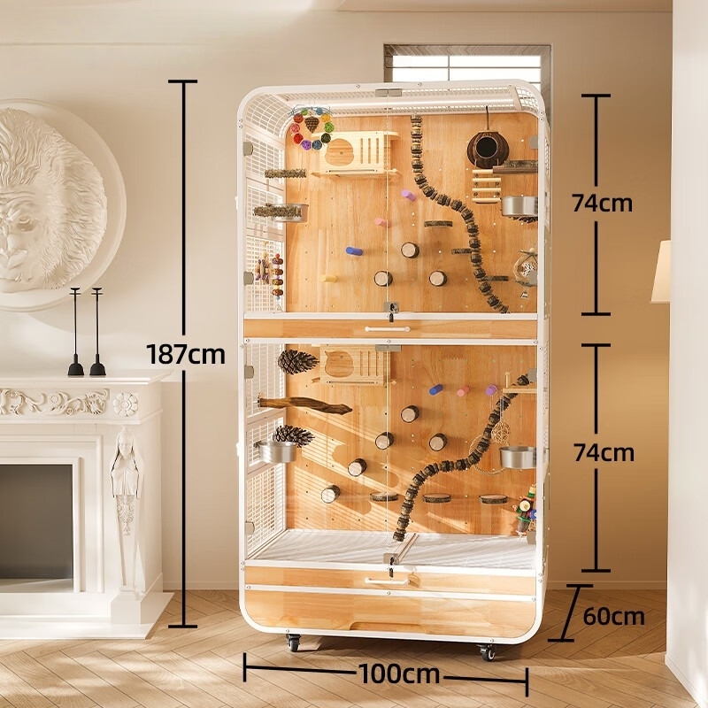 Indoor Luxury Bird Villa Comfortable Wooden Mansion for Parrots & Exotic Birds with Attractive Print Pattern