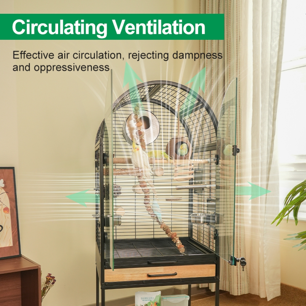 Premium Metal and Solid Wood Bird Cage – Modern Indoor Design