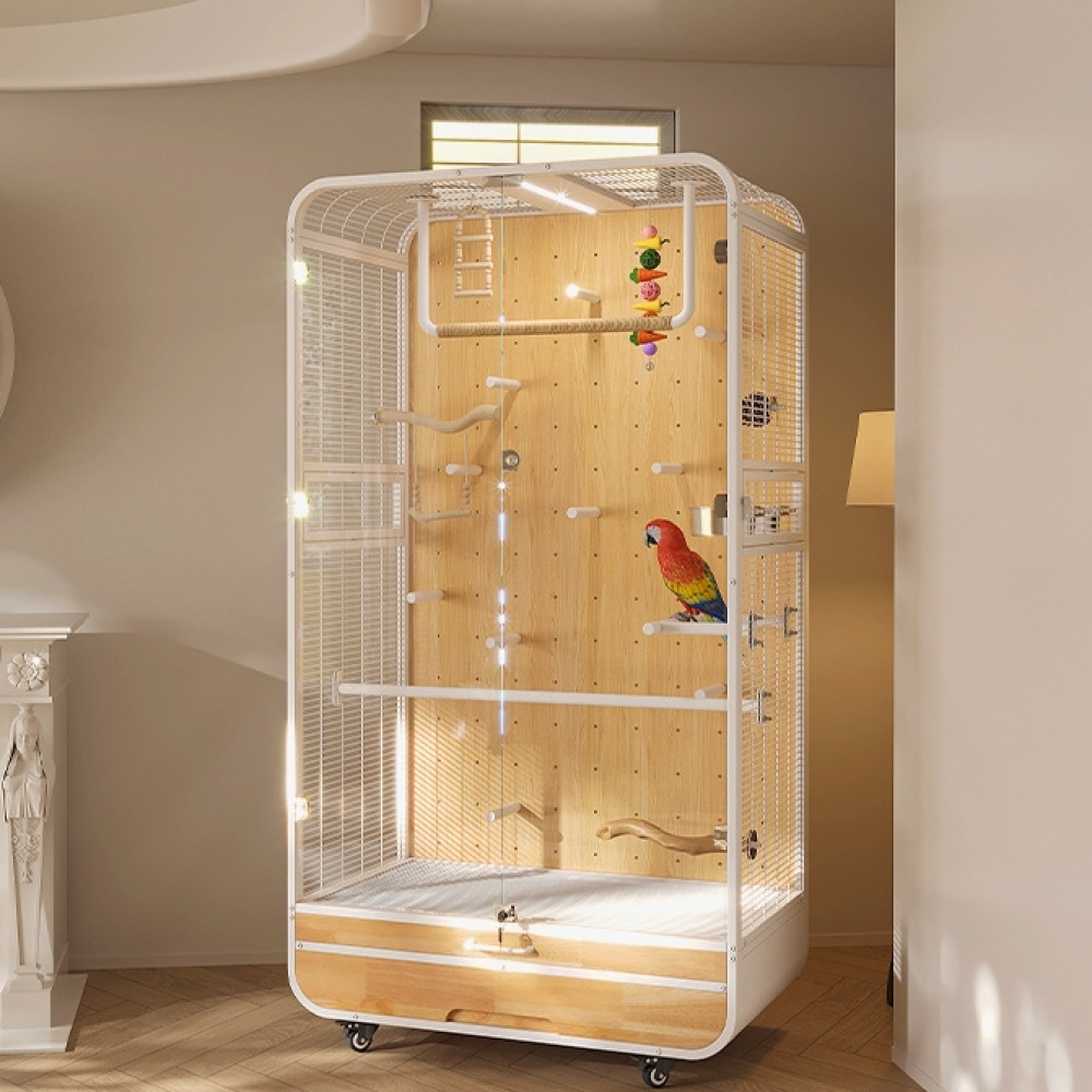 Indoor Luxury Bird Villa Comfortable Wooden Mansion for Parrots & Exotic Birds with Attractive Print Pattern