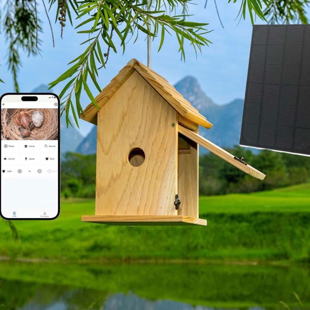 Wooden Bird House Outdoor Hanging | Natural Solid Wood Bird Nesting Box