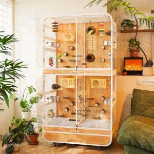 Luxury Metal & Wood Bird Cage for Parrots and Indoor Homes