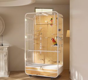 Indoor Luxury Bird Villa Comfortable Wooden Mansion for Parrots & Exotic Birds with Attractive Print Pattern