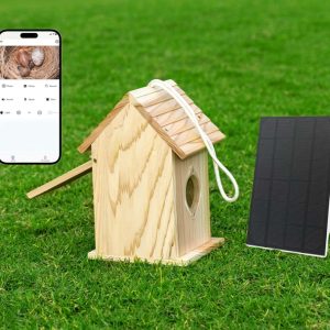 Wooden Bird House Outdoor Hanging | Natural Solid Wood Bird Nesting Box