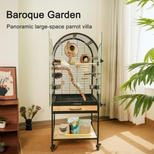 Premium Metal and Solid Wood Bird Cage – Modern Indoor Design